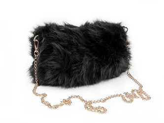 Kožešinová kabelka s kovovým řetízkem 24x19 cm - 1 ks - 9 černá