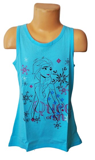 Dívčí letní tílko FROZEN s vločkami modré, velikost: 98/104