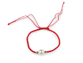 Náramek shamballa s perlou - 1 ks - 2 červená zlatá