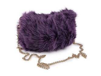 Kožešinová kabelka s kovovým řetízkem 24x19 cm - 1 ks - 5 fialová