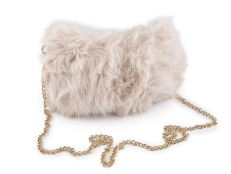 Kožešinová kabelka s kovovým řetízkem 24x19 cm - 1 ks - 2 béžová světlá