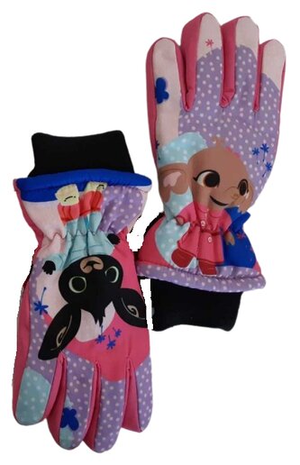Dívčí rukavice ZAJÍČEK BING zimní prstové lyžařské růžové, velikost: 122/128
