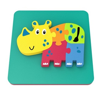 Měkké puzzle ZVÍŘÁTKO 14x14 cm, nosorožec