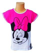 Dívčí tričko MINNIE krátký rukáv růžovobílé tmavší, růžová, velikost: 110