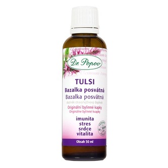Tulsi-Bazalka posvátná, originální bylinné kapky, 50 ml Dr. Popov