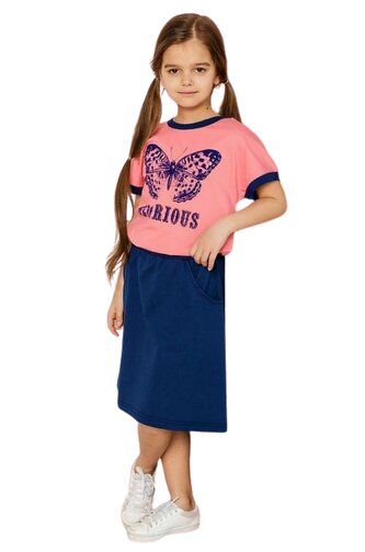 Dívčí šaty GLORIOUS s motýlem růžovomodré, velikost: 134