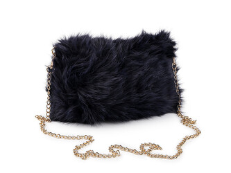 Kožešinová kabelka s kovovým řetízkem 24x19 cm - 1 ks - 10 modrá tmavá