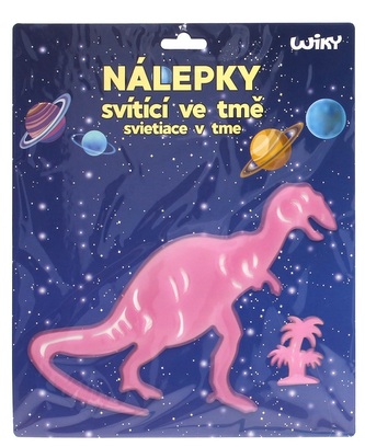 Samolepky svítící ve tmě DINOSAUŘI T-Rex, růžová