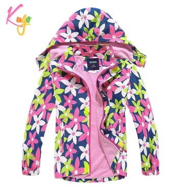 Dívčí bunda KVĚTINY s fleece podšítím, vícebarevné, velikost: 98/104