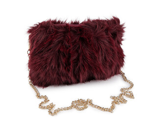 Kožešinová kabelka s kovovým řetízkem 24x19 cm - 1 ks - 6 bordó sv.