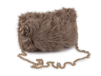 Kožešinová kabelka s kovovým řetízkem 24x19 cm - 1 ks - 3 béžová