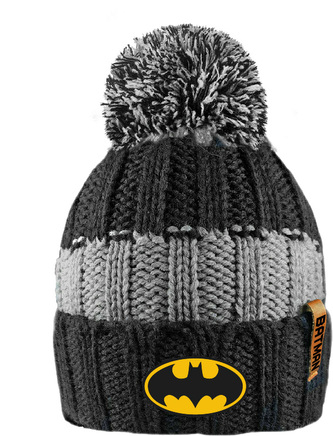 Chlapecká čepice BATMAN s bambulí šedočerná, šedá, velikost: 52