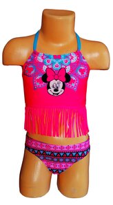 Dívčí plavky MINNIE s třásněmi dvoudílné růžové neonové, velikost: 104/110
