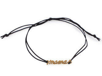 Náramek s přívěskem z nerezové oceli mama - 1 ks - černá zlatá