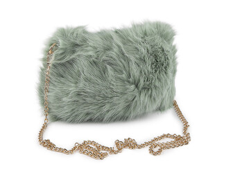 Kožešinová kabelka s kovovým řetízkem 24x19 cm - 1 ks - 7 zelená šalvěj světlá