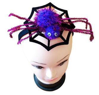 Čelenka pavučina s pavoukem 22,5 cm, fialová