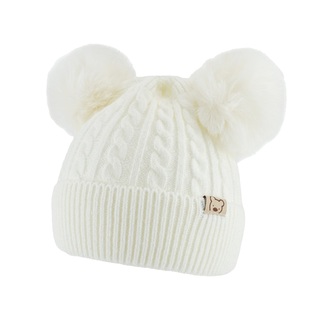 Pletená zimní čepice Bambulka - ekru, vel. 48-54 cm; 80-92 (12-24m); smetanová