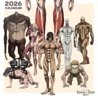 Oficiální nástěnný kalendář 2026 s plakátem: Attack On Titan (30 x 30|60 cm)