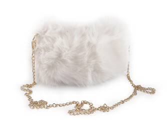 Kožešinová kabelka s kovovým řetízkem 24x19 cm - 1 ks - 1 krémová nejsvět.