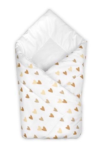 Kojenecká zavinovačka klasik Srdíčka - bílá, béžová; bílá, béžová