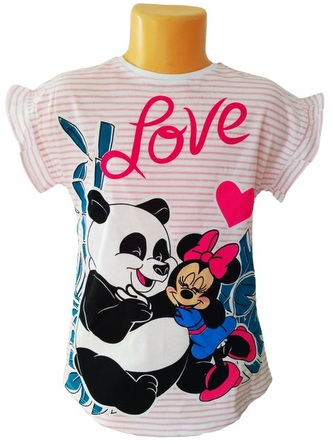 Dívčí noční košile MINNIE s proužky krátký rukáv, růžová, velikost: 98