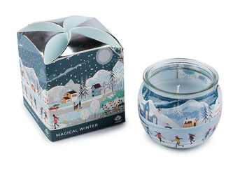 Vonná svíčka ve skle 90 g - 12 ks - 26 (Magical Winter) modrá ledová