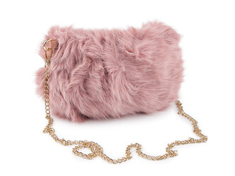 Kožešinová kabelka s kovovým řetízkem 24x19 cm - 1 ks - 4 pudrová