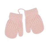 Zimní kojenecké rukavičky - se šňůrkou - pudrově růžové; 13-14cm rukavičky; pudrově růžová; akryl, elastan