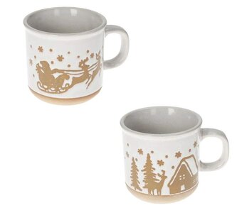 Hrnek na kávu set 2ks s vánočním motivem Santa Calus a Chaloupka GingerBread 200ml BRANDANI