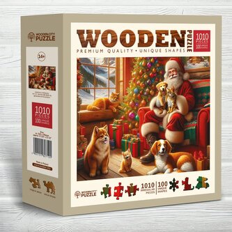 WOODEN CITY Dřevěné puzzle Santa a přátelé 1010 dílků