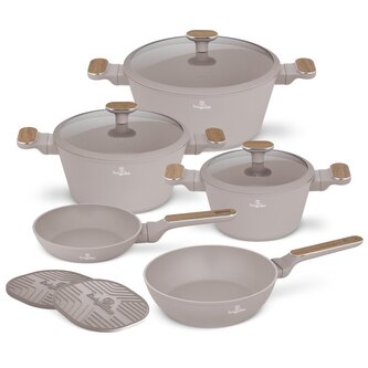 BERLINGERHAUS Sada nádobí s titanovým povrchem 10 ks Taupe Nordic Collection BH-8343