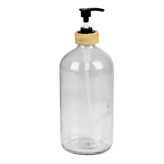 DOCHTMANN Dávkovač sklo 1l, uzávěr z bambusu 9,5x24cm