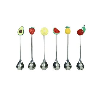 Sada 6 dlouhých lžiček na dezerty, kávu Fruits BRANDANI