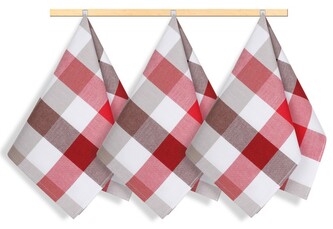 Kuchyňské utěrky - sada 3 kusů - Červená,Bordová,Bílá - 50x70 cm