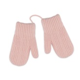 Zimní dvouvrstvé kojenecké rukavičky - se šňůrkou - pudrově růžové; 12cm rukavičky; pudrově růžová; akryl, elastan