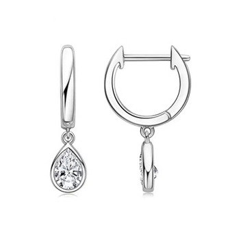 MN136 Stříbrné visací náušnice slzičky s moissanity