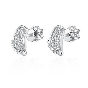 NB-3423 Stříbrné šroubovací náušnice - dětské stopy