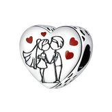 B0100 Stříbrný přívěšek korálek na náramek - srdce