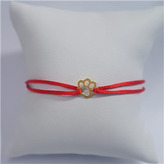 KA1820R-GD Červený textilní náramek psí tlapka, Ag 925 - zvířátka