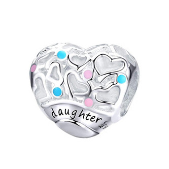 B0103 Stříbrný přívěšek korálek na náramek - rodina