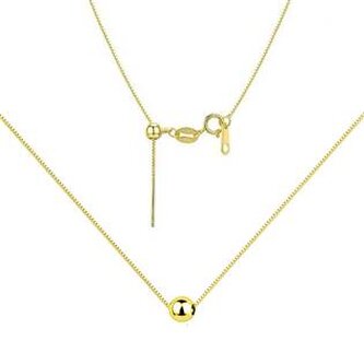 NB-2193-GD Zlacený stříbrný čtvercový náhrdelník s kuličkou 6 mm