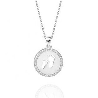 NB-2214 Střibrný náhrdelník - přívěšek se stopami - dětské
