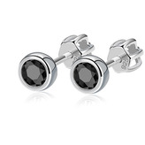 NB-3652-K Stříbrné náušnice, černé zirkony 4 mm