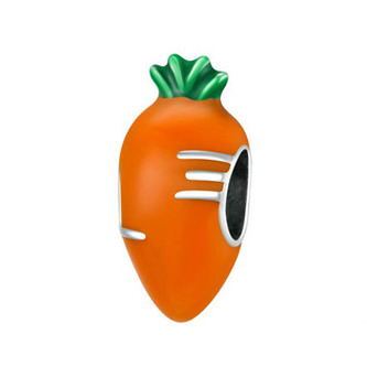 B0108 Stříbrný přívěšek korálek na náramek mrkvička