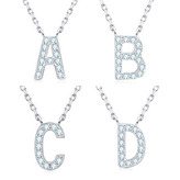 MN423-L Stříbrný náhrdelník s moissanity - písmeno - iniciály - iniciála "L"