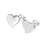 NB-3727 Stříbrné náušnice placky - srdce
