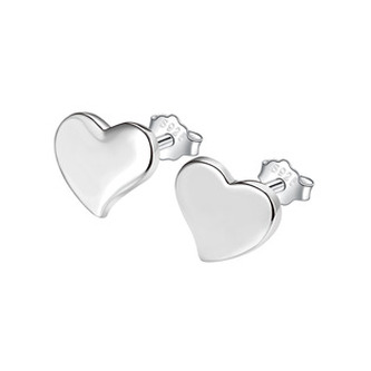 NB-3727 Stříbrné náušnice placky - srdce
