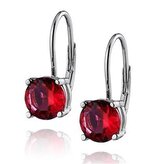 NB-3278 Stříbrné dámské náušnice, tmavě růžové zirkony