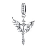 B0540 Stříbrný přívěšek korálek na náramek - křídla