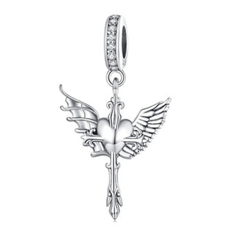 B0540 Stříbrný přívěšek korálek na náramek - křídla